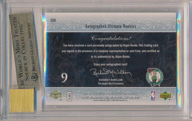 Upper Deck 2006-07 Ultimate Collection Ultimate Autographed Rookies #209 Rajon Rondo 233/350 / BGS Grade 9.5 / Auto Grade 10