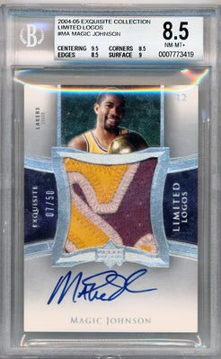 Upper Deck 2004-2005 Exquisite Collection Limited Logos #MA Magic Johnson 7/50 / BGS Grade 8.5 / Auto Grade 10