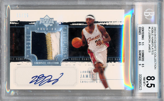 Upper Deck 2003-2004 Exquisite Collection Noble Nameplates #NN-LJ Lebron James 11/25 / BGS Grade 8.5 / Auto Grade 10