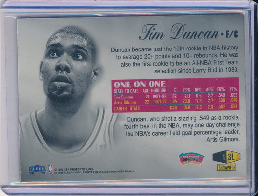 Fleer 1998-1999 Flair Showcase Legacy Collection #13L Tim Duncan 8/99