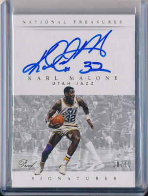 Panini 2014-2015 National Treasures Proof Signatures #S-KM Karl Malone 10/10