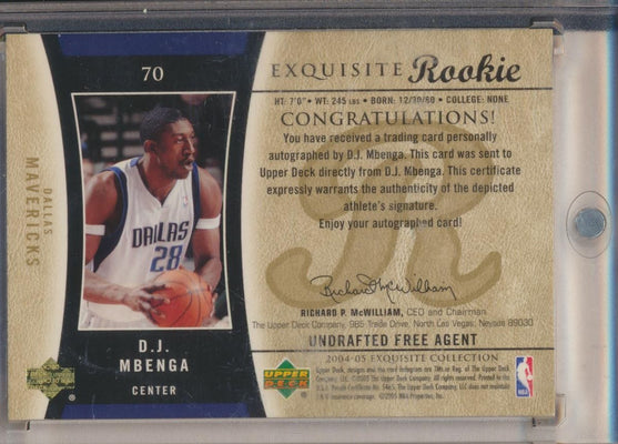 Upper Deck 2004-2005 Exquisite Collection Gold RPA #70 D.J. Mbenga 14/28