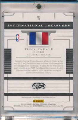 Panini 2016-2017 National Treasures International Treasures #12 Tony Parker 10/10