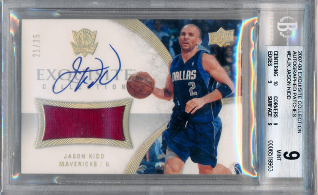 Upper Deck 2007-2008 Exquisite Collection Autographed Patches #EAJK Jason Kidd 21/35 / BGS Grade 9 / Auto Grade 10