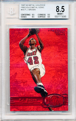 Skybox 1997-1998 Metal Universe Championship Precious Metal Gems Red #55 P. J. Brown 57/100 / BGS Grade 8.5