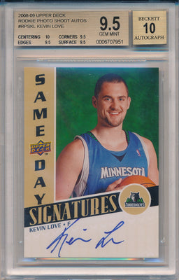 Upper Deck 2008-09 Rookie Photo Shoot Autos Same Day Signatures #RPS-KL Kevin Love  / BGS Grade 9.5 / Auto Grade 10