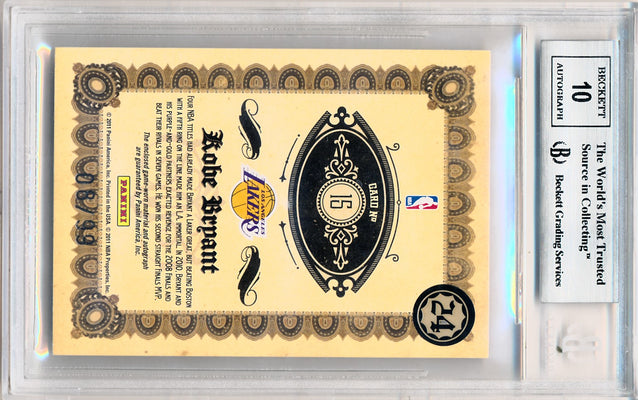 Panini 2010-2011 Gold Standard 24-Karat Kobe Materials Signatures #15 Kobe Bryant 8/99 / BGS Grade 9 / Auto Grade 10