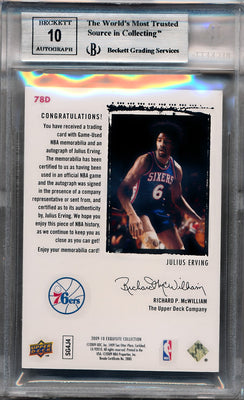 Upper Deck 2009-2010 Exquisite Collection Rookie Patch Flashback #78D Julius Erving 22/25 / BGS Grade 9 / Auto Grade 10