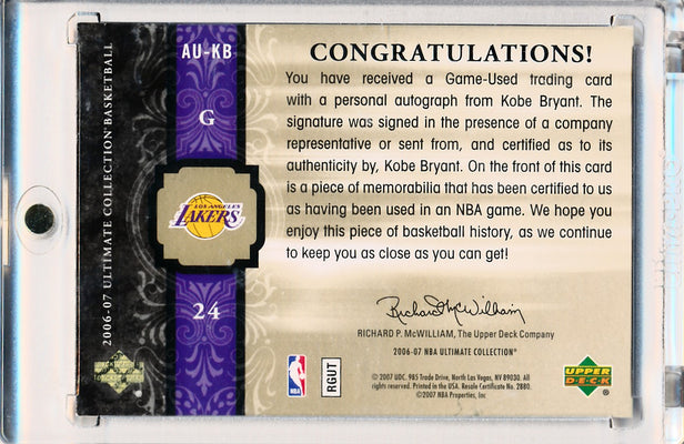 Upper Deck 2006-07 Ultimate Collection  Ultimate Jersey Autographs #AU-KB Kobe Bryant 31/75