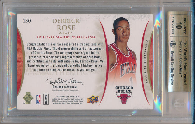 Upper Deck 2008-09 SP Authentic Rookie Jersey Auto #130 Derrick Rose 083/299 / BGS Grade 9.5 / Auto Grade 10