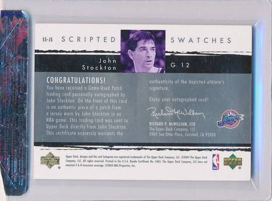 Upper Deck 2003-2004 Exquisite Collection Scripted Swatches #SS-JS John Stockton 7/25 / Auto Grade 10