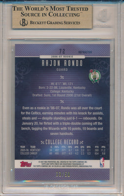 Topps 2006-07 Finest Gold Refractors #72 Rajon Rondo 33/50 / BGS Grade 9.5