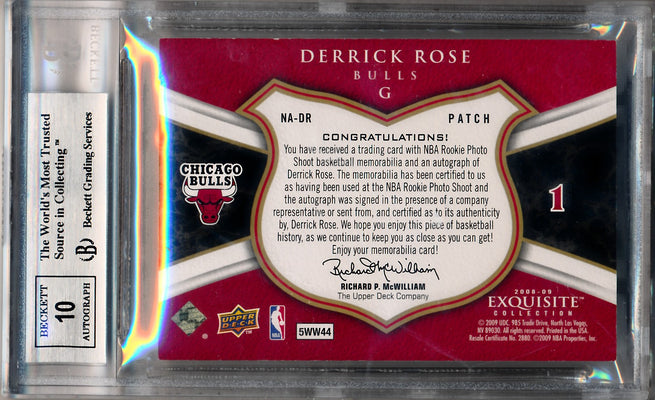 Upper Deck 2009-2010 Exquisite Collection Noble Nameplates #NRO Derrick Rose 23/25 / BGS Grade 8.5 / Auto Grade 10