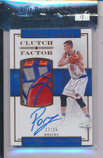 Panini 2016-2017 National Treasures Clutch Factor #40 Kristaps Porzingis 17/25 / BGS Grade 9 / Auto Grade 9