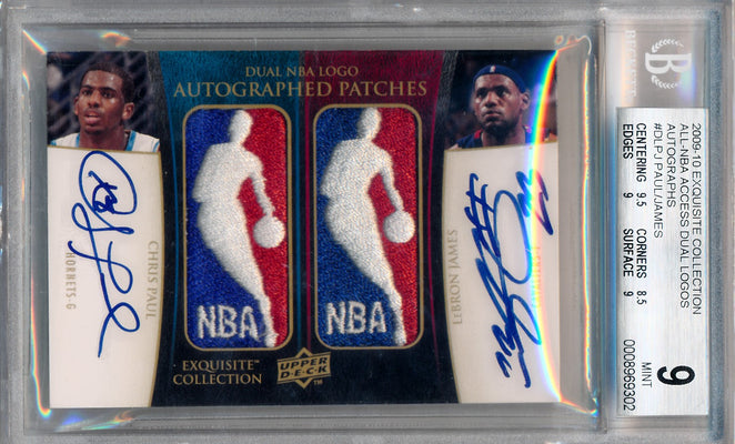 Upper Deck 2009-2010 Exquisite Collection All-NBA Access Dual Logos Autographs #DL-PJ Chris Paul / Lebron James 1/1 / BGS Grade 9