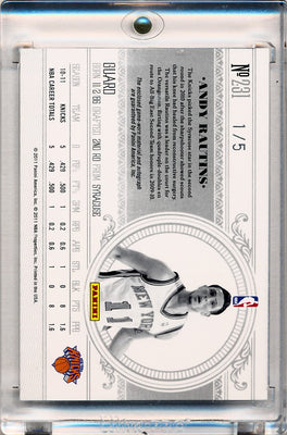 Panini 2010-2011 National Treasures  Century Platinum #231 Andy Rautins 1/5