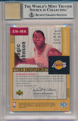 Upper Deck 2004-2005 Hardcourt Etched Endorsements #EN-MA Magic Johnson 1/1 / BGS Grade 8.5 / Auto Grade 10