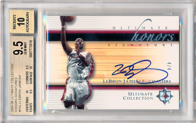 Upper Deck 2005-2006 Ultimate Collection Honors Signatures #HSLJ Lebron James 4/4 / BGS Grade 9.5 / Auto Grade 10