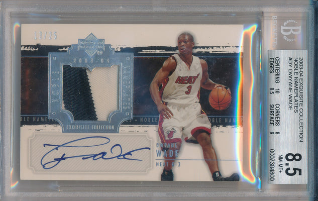 Upper Deck 2003-2004 Exquisite Collection Noble NamePlates #NN-DY Dwyane Wade 13/25 / BGS Grade 8.5 / Auto Grade 10