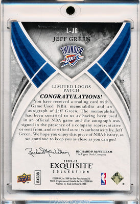 Upper Deck 2009-2010 Exquisite Collection Limited Logos #LJG Jeff Green 15/20