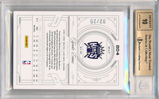 Panini 2009-2010 National Treasures Century Gold #204 Tyreke Evans 2/25 / BGS Grade 9.5 / Auto Grade 10