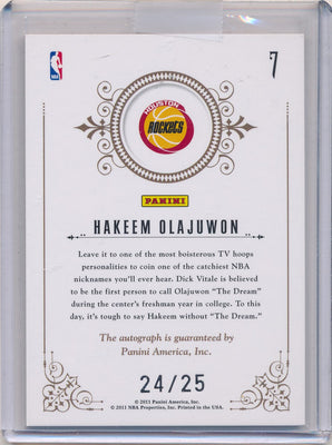 Panini 2010-2011 National Treasures Notable Nicknames  #7 Hakeem Olajuwon 24/25