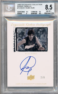 Upper Deck 2009-2010 Exquisite Collection Rookie Parallel #73 Ricky Rubio 2/9 / BGS Grade 8.5 / Auto Grade 10