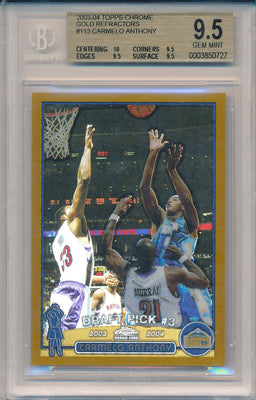 Topps 2003-2004 Chrome Gold Refractors #113 Carmelo Anthony 2/50 / BGS Grade 9.5