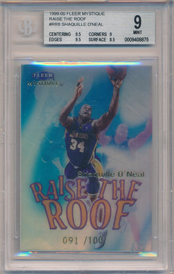 Fleer 1999-2000 Mystique Raise the Roof #8/10RR Shaquille O'neal  91/100 / BGS Grade 9