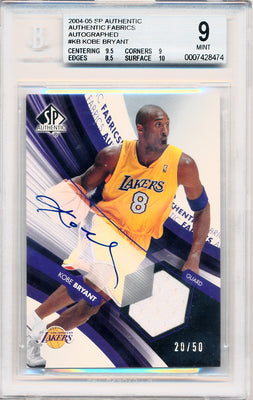 Upper Deck 2004-2005 SP Authentic  Authentic Fabrics Autographed #KB Kobe Bryant 20/50 / BGS Grade 9 / Auto Grade 10