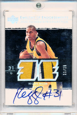 Upper Deck 2003-2004 Exquisite Collection Emblems Of Endorsements #EM-RM Reggie Miller 11/15