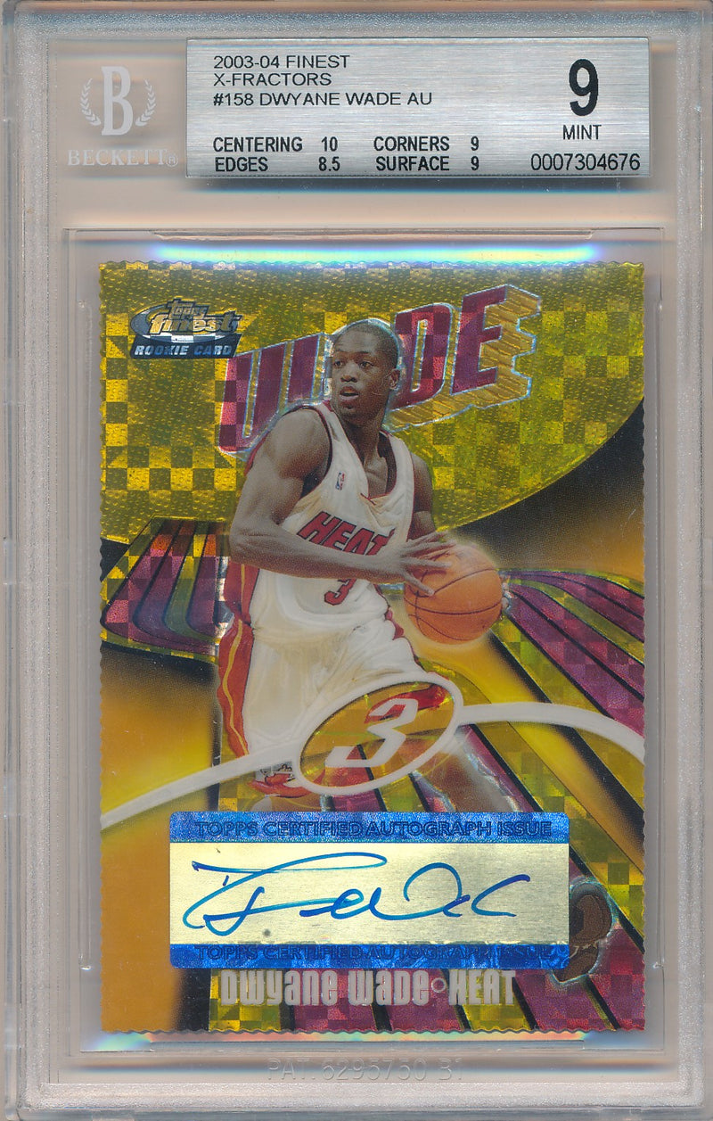 Topps 2003-2004 Finest Gold Diecut X-Fractors #158 Dwyane Wade 1/1 / BGS Grade 9 / Auto Grade 10