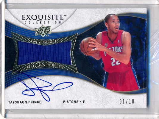 Upper Deck 2007-2008 Exquisite Collection Emblems Of Endorsement #EEPR Tayshaun Prince 1/10