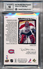 Upper Deck 2009-2010 Exquisite Collection Rookie Patch Flashback #78T Patrick Roy  24/25 / BGS Grade 9 / Auto Grade 10