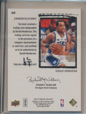 Upper Deck 2009-2010 Exquisite Collection Rookie Auto #60 Gerald Henderson 218/225