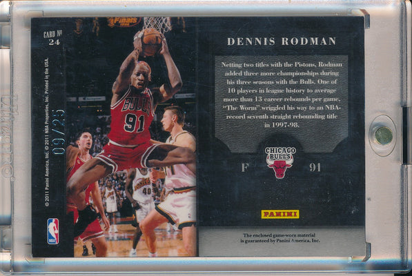 Panini 2010-2011 Elite Black Box Materials Prime #24 Dennis Rodman 9/25