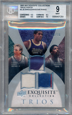 Upper Deck 2007-2008 Exquisite Collection Trios Patch #EJB Larry Bird / Magic Johnson / Julius Erving 3/10 / BGS Grade 9