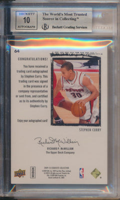 Upper Deck 2009-2010 Exquisite Collection Rookie Auto #64 Stephen Curry 214/225 / BGS Grade 9 / Auto Grade 10