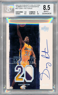 Upper Deck 2003-2004 Exquisite Collection Number Piece Autographs #NP-GP Gary Payton 10/20 / BGS Grade 8.5 / Auto Grade 10