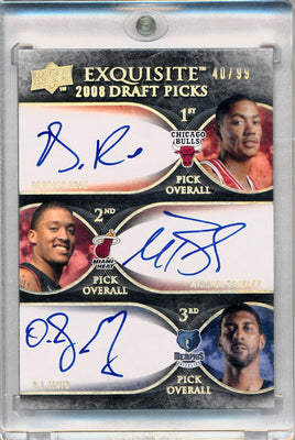 Upper Deck 2007-2008 Exquisite Collection Draft Picks Reservation #DPA Derrick Rose / Michael Beasley / O.J. Mayo 40/99