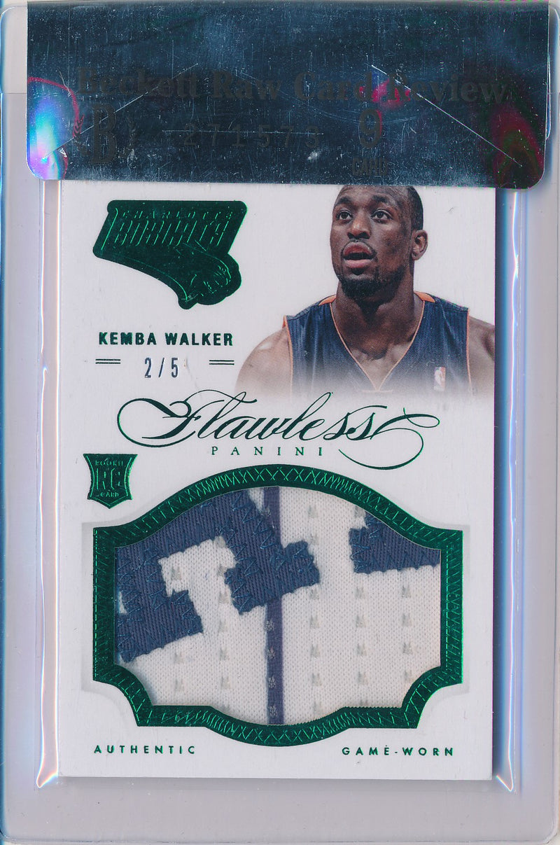 Panini 2012-2013 Flawless Emerald Jumbo Patches #17 Kemba Walker 2/5 / BGS Grade 9