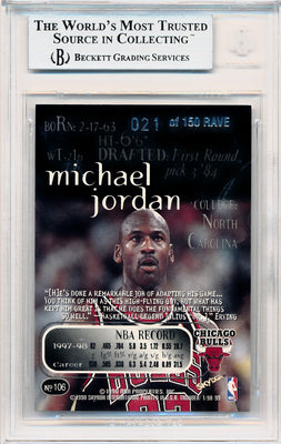 Skybox 1998-1999 Thunder Rave #106 Michael Jordan 21/150 / BGS Grade 9