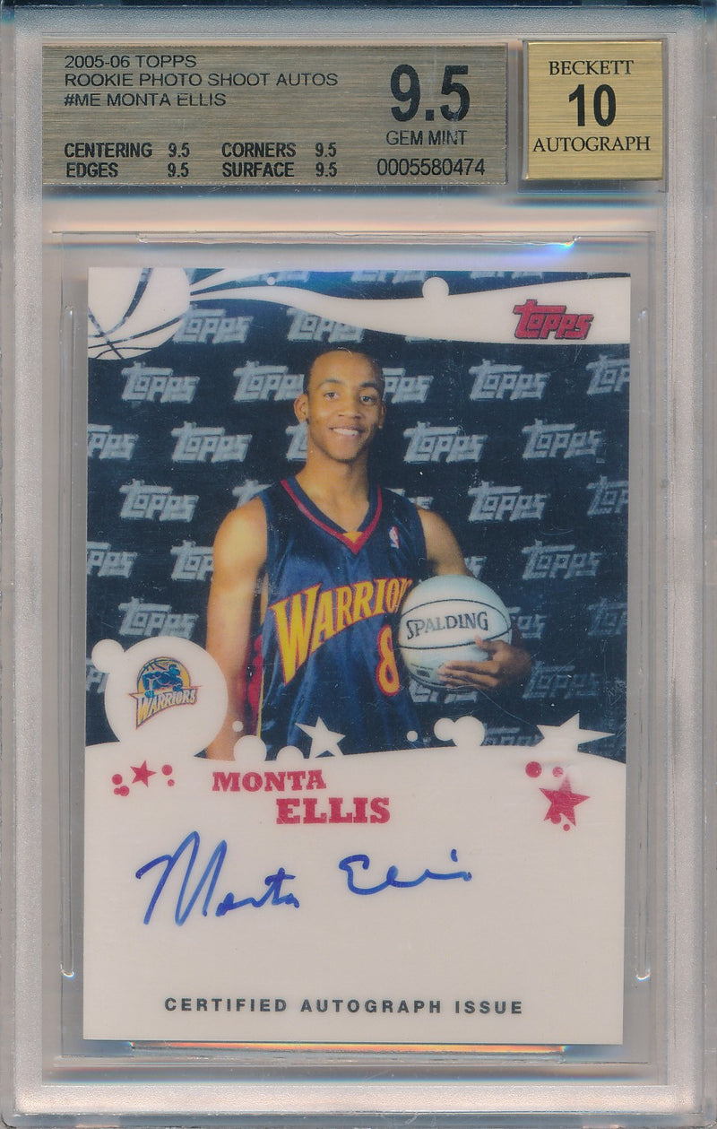 Topps 2005-2006 Rookie Photo Shoot Auto #RSA-ME Monta Ellis  / BGS Grade 9.5 / Auto Grade 10