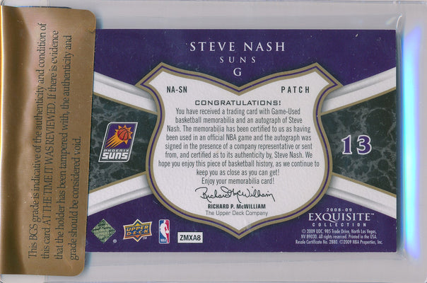 Upper Deck 2008-2009 Exquisite Collection Noble Nameplates #NASN Steve Nash 5/8 / Auto Grade 10