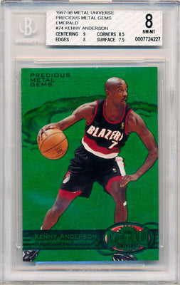 Skybox 1997-1998 Metal Universe Championship Precious Metal Gems Green #74 Kenny Anderson 9/100 / BGS Grade 8