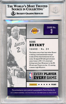 Panini 2012-2013 Absolute Every Player Every Game Patches #3 Kobe Bryant 1/1 / BGS Grade 9