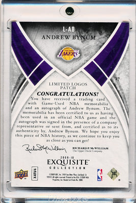 Upper Deck 2009-2010 Exquisite Collection Limited Logos #LAB Andrew Bynum 5/13