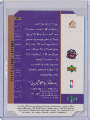 Upper Deck 1998-1999 SP Authentic Sign Of The Times #MG Tracy McGrady