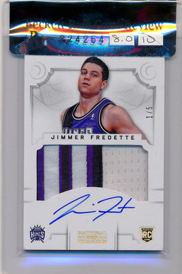 Panini 2012-2013 National Treasures  Gold #109 Jimmer Fredette 1/5 / BGS Grade 8 / Auto Grade 10