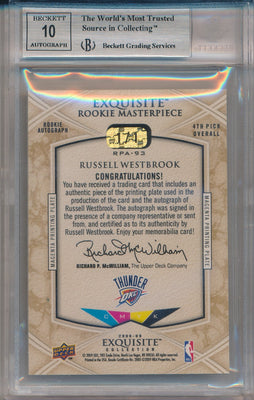 Upper Deck 2008-09 Exquisite Collection Press Plates Magneta #93 Russell Westbrook 1/1 / BGS Grade 9 / Auto Grade 10